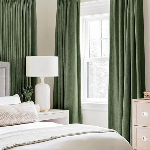 Cortinas blackout de linho verde-oliva 42x63 polegadas (2 painéis) 1