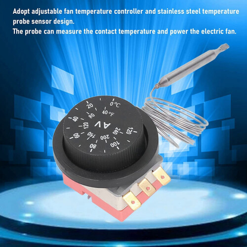 Adjustable Electric Radiator Cooling Fan Thermostat Controller , 3 Pins Design Temperature Control Probe Kit 2