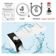 Hot and Cold Dual Spray Multifunctional Simple Installation Bidet No Electricity Toilet Butt Flusher,C