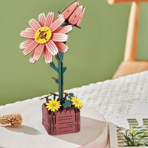 Kit de rompecabezas de flores de madera 3D para decoración del hogar 1