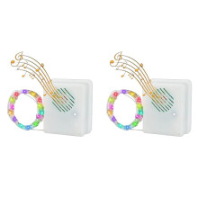 2X Sensore Sonoro Natalizio DIY con Luci Decorative un Stringa LeD Altoparlante Musicale Natalizio per Decorazioni per Albero di Natale Colorato