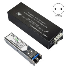 Gigabit Fiber Media Converter 1000Mbps Ethernet with 1310nm Single Mode 20km SFP Module and Type-C Input EU PLUG