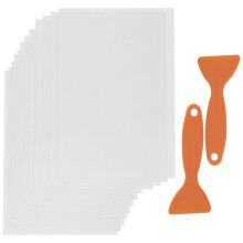 12Pcs FEP Film 200X140X0.15 mm Thickness for UV 3D Printers, LCD SLA Resin, with 2 Pieces Replacement Plastic Spatulas