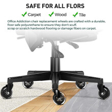 5PCS Office Chair Wheels, Upgraded Heavy Duty Caster Wheel for Gaming Chairs, 4.5 Inch Smooth & Silence Rubber Wheels