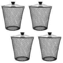 4 Pack in-Ground Outdoor Compost Bin, Metal Worm Composter with Lid for Organic Waste, Perfect for Garden