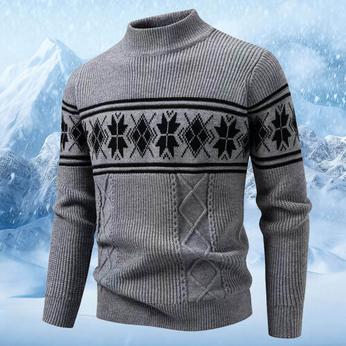 Herren-Weihnachtspullovermantel aus Jacquard-Strick, langärmelig 1