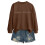 Moletom feminino plus size com estampa de café e gola redonda. 4