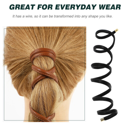 Élastiques à cheveux ajustables pour filles, marron, lot de 1 2