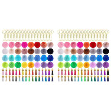 320 PCS Keychain Pom Pom Tassel Set Fluffy Pom Pom Balls Gold Key Ring Faux Fur Pom Pom for DIY Projects, Random Color