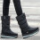Damen-Winterstiefel, schwarz, mit dicker Sohle 8