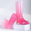 Botas de chuva femininas impermeáveis, antiderrapantes, cano largo, rosa. 4