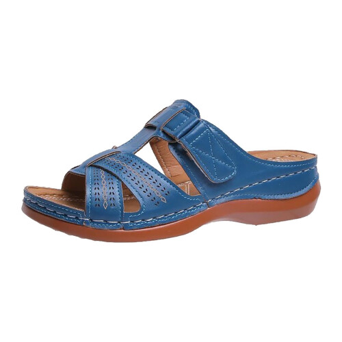 Damen-Sommerpantoffeln mit Keilabsatz, blau, Größe 41 1
