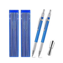 Lot de 2 Porte-Mines de Soudeur avec 24 Recharges Rondes Argentées, Marqueurs Métalliques avec Taille-Crayon Intégré