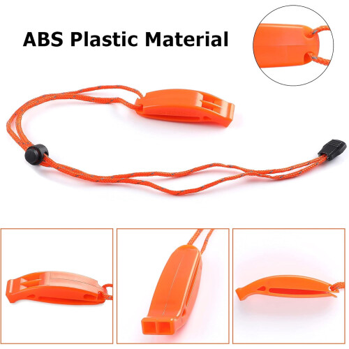Safety Survival Whistle with Reflective Lanyard 6PCS 2