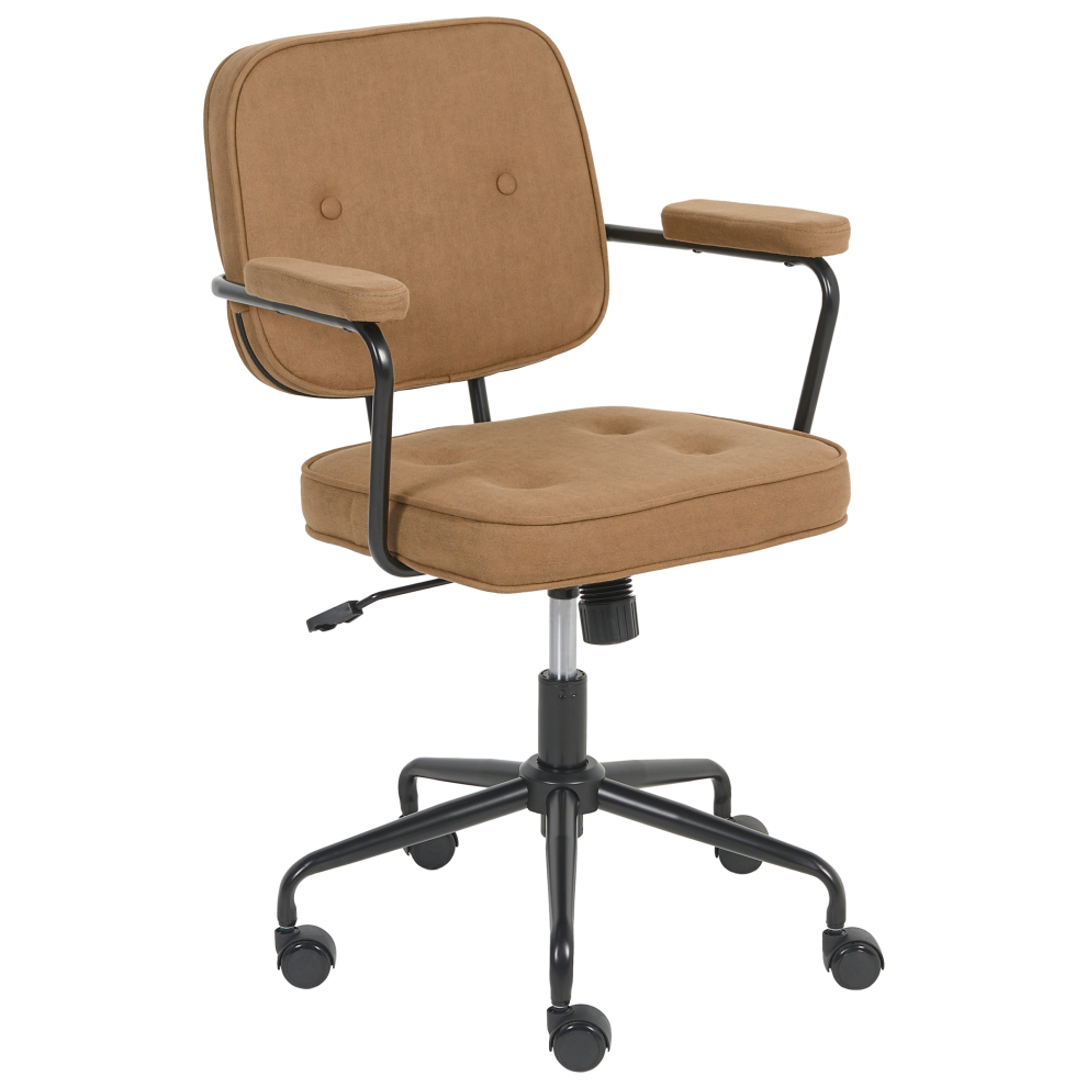 Beliani Desk Chair Swivel Pawnee Fabric Light Brown