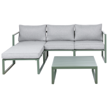 Garden Corner Sofa with Table 3 Seater OLANG Green Metal