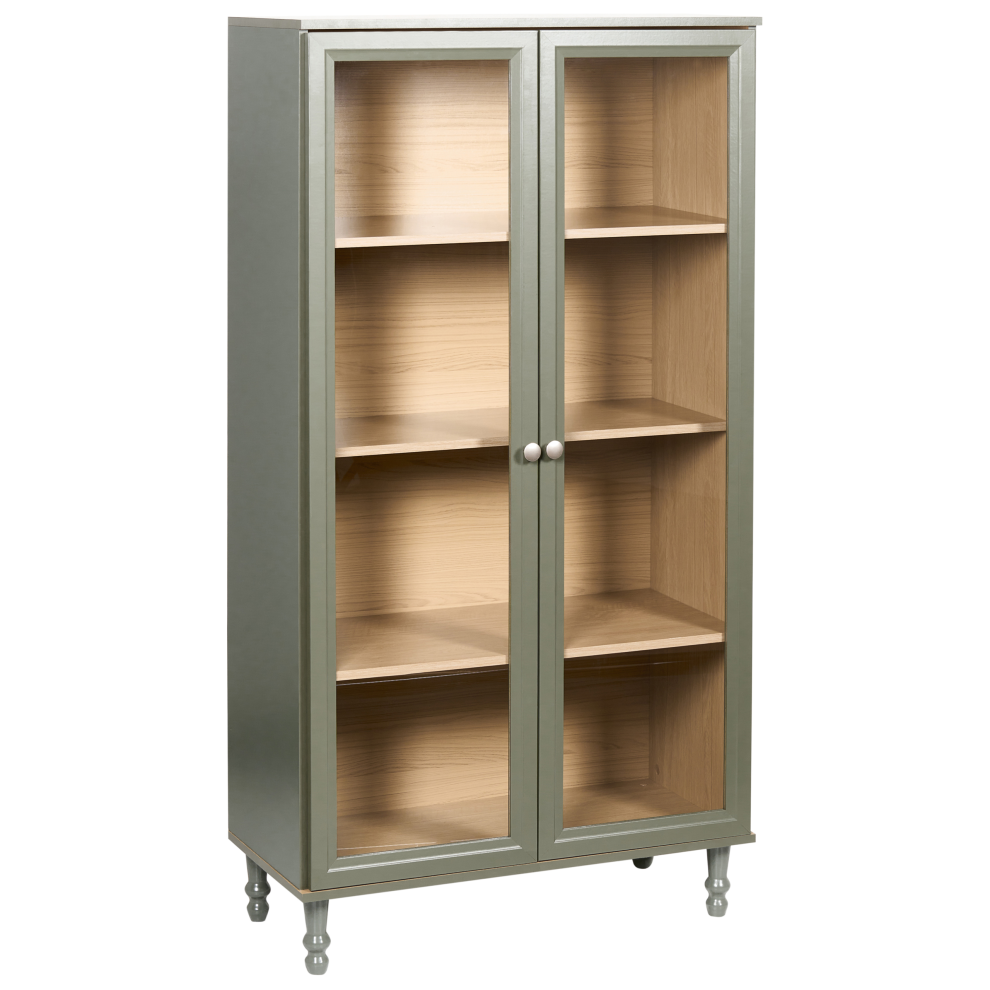 Beliani Glass Display Cabinet Tingledale 80 Cm Green