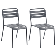 Set of 2 Garden Chairs LEFKADA Metal Dark Grey