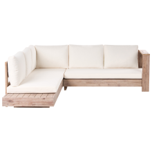 Garden Corner Sofa 5 Seater MARETTIMO Left Hand Off-White Certified Acacia Wood