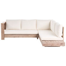 Garden Corner Sofa 5 Seater MARETTIMO Right Hand Off-White Certified Acacia Wood