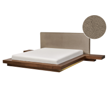 Bed with LED Boucle ZEN 160 x 200 cm (EU King Size) Brown Ash Wood