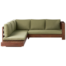 Garden Corner Sofa 5 Seater MARETTIMO Left Hand Green Certified Acacia Wood