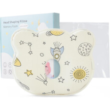(25cm*20.5cm*3cm, Yellow-box-02) Kussen voor pasgeborenen om platte kop te voorkomen, anti-platte kop baby