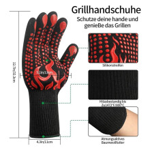 4X Anti-Slip Heat-Resistant Barbecue Oven Gloves Fireproof Kitchen Cooking Gloves for High Temperatures to 80