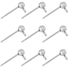 304 Stainless Steel Earring Studs 20 pcs 0.8mm pin 4mm ball