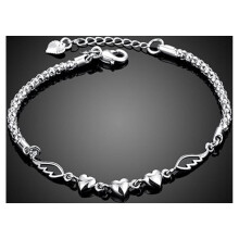 Limei 925 Silver Heart Beaded Bracelet 10 inches