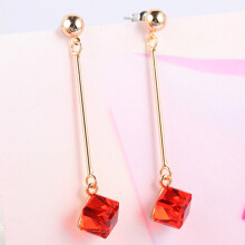 Rhinestone long dangle earrings for women red