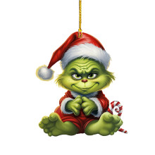 Grinch Christmas Ornament Flat Hanging 8cm Black