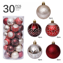 Christmas Painted Balls Ornaments Red Gold 30PCS