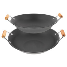 Stainless Steel Griddle and Cast Iron Wok Set 2 pcs