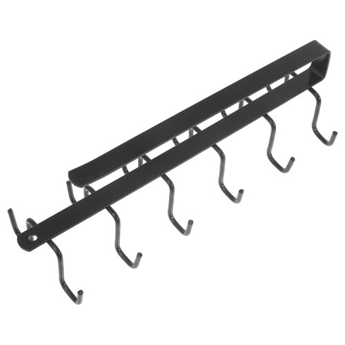 Black iron dish cloth holder with hook for kitchen cabinet