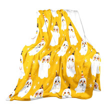 Harliver Halloween ghost yellow flannel throw blanket 27.5