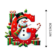 Snowman Initial Letter Ornament Red Christmas Tree