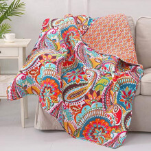 Levtex Home bomuldstæppe paisley rødblå 60x50 tommer