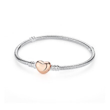925 Sterling Silver Heart Charm Bracelet for Women Rose