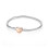 Pulseira feminina com pingente de coração em prata de lei 925 e rosa. 1
