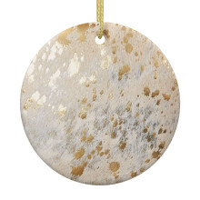 Gold cowhide print metallic Christmas ornament 1 piece