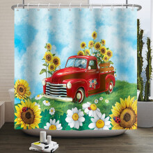 Tenda da doccia vintage con camioncino agricolo 72x72 pollici