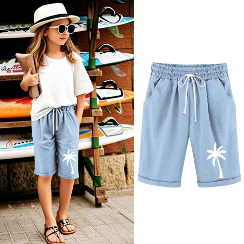 Mädchen Bermuda-Shorts, knielang, gerades Bein, elastischer Bund 1
