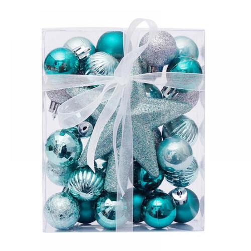Teal Christmas Ball Ornaments Shatterproof 30pcs