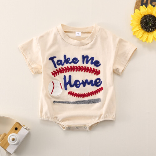 Baby Romper Bodysuit Beige Short Sleeve 6-12 Months 1