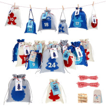 Ensemble de sac cadeau à cordon pour calendrier de l'Avent de Noël