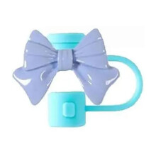 Blue Bow Cartoon Straw Cap for 10mm Glass Straws