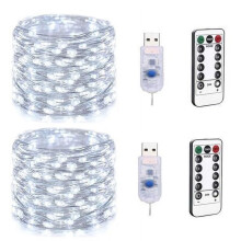 ZOELNIC LED copper wire string lights 2 pcs 100 lights cool