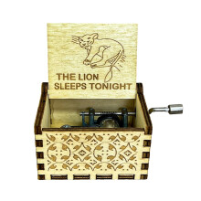 Wooden hand crank music box Jurassic Park theme