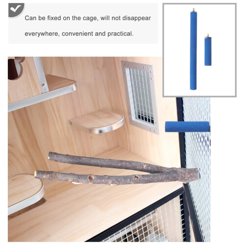 Parrot Perch Stand Grey Bamboo 2 pcs 1